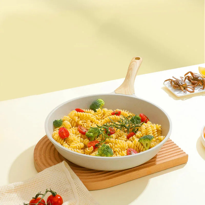 28cm Non-Stick Ceramic Wok Pan Eco-Friendly Stainless Steel Cookware White