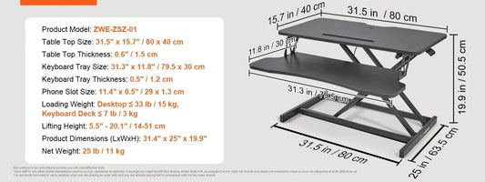 X-Frame Double-Layer Standing Desk Converter - Height Adjustable Sit-to-Stand Desk