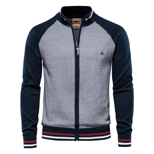 Men's Cotton Knit Streetwear Winter Zipper Cardigan