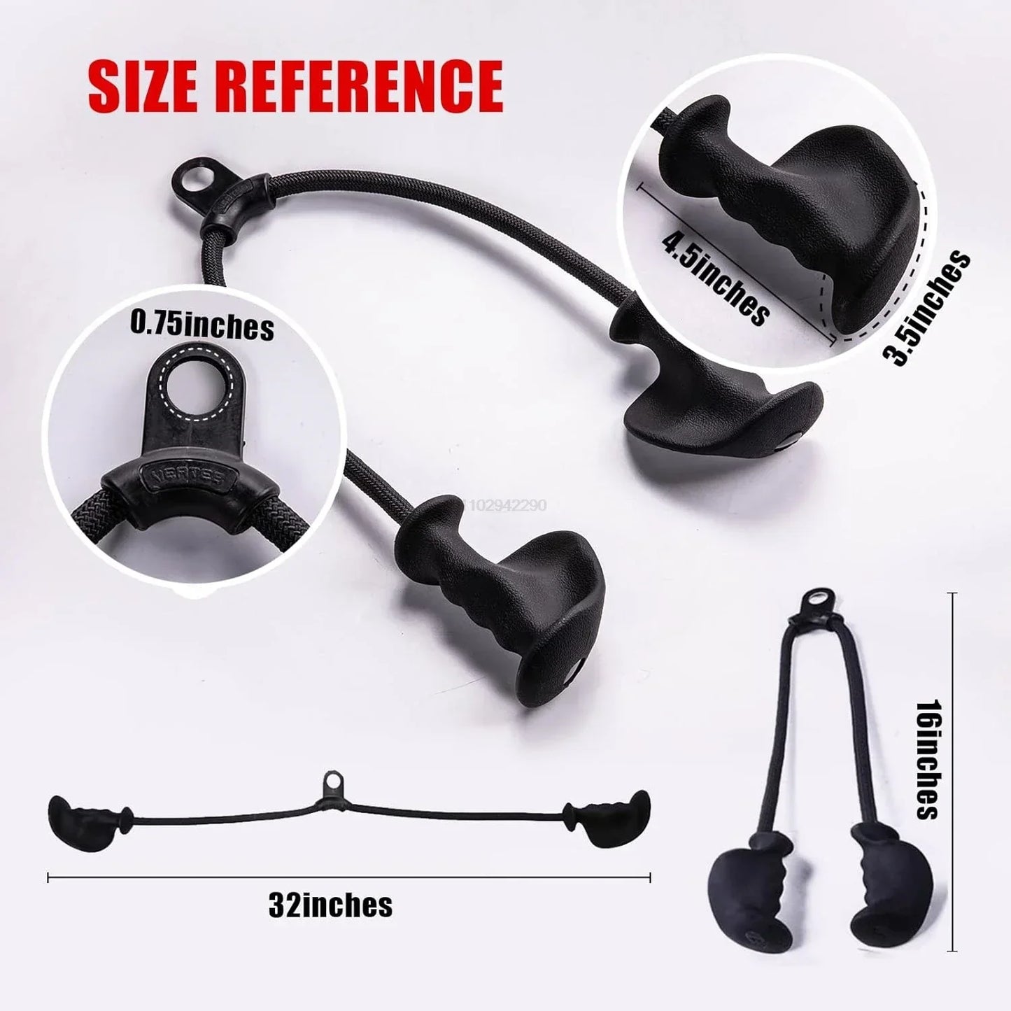 Rope Pulldown Attachment Cable Handle Black