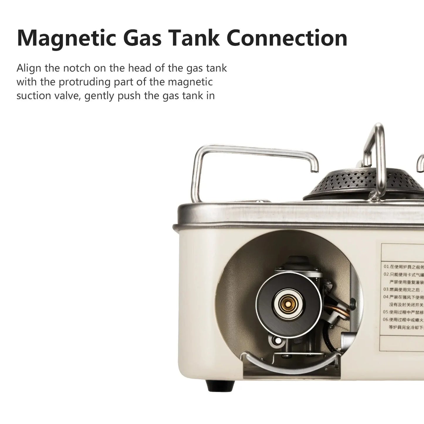 2800W Portable Camping Gas Stove High Firepower Cassette Furnace White