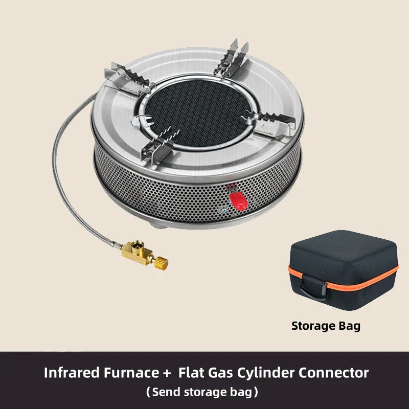 4000W Camping Gas Stove Foldable High-Power Windproof Silver