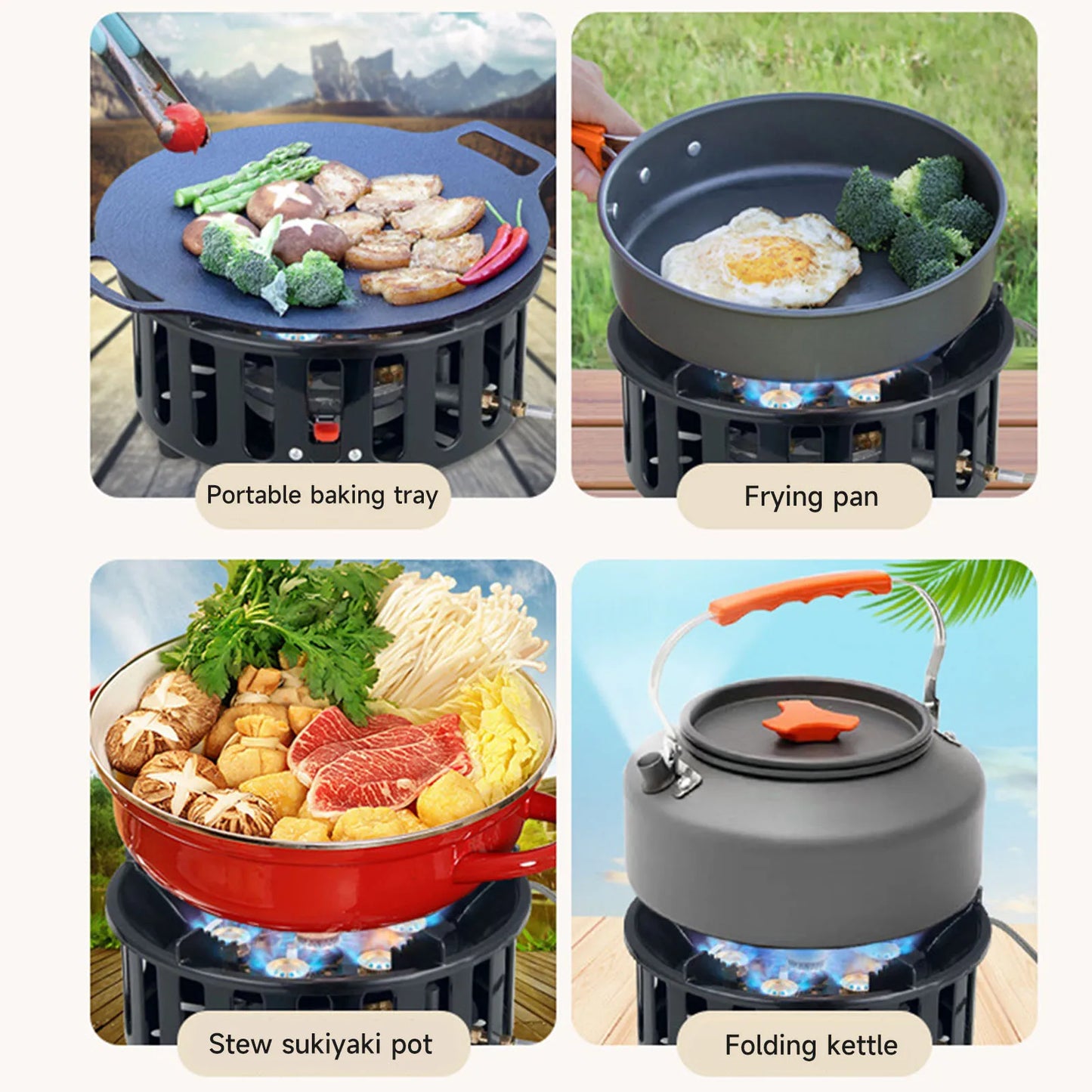 19800W Camping Stove 7-Core Fire Holes Black