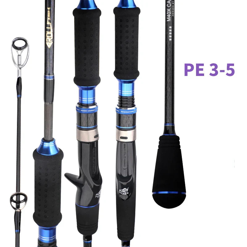1.8M 2-Section Fast Jigging Rod Carbon Fiber Saltwater Rod Black