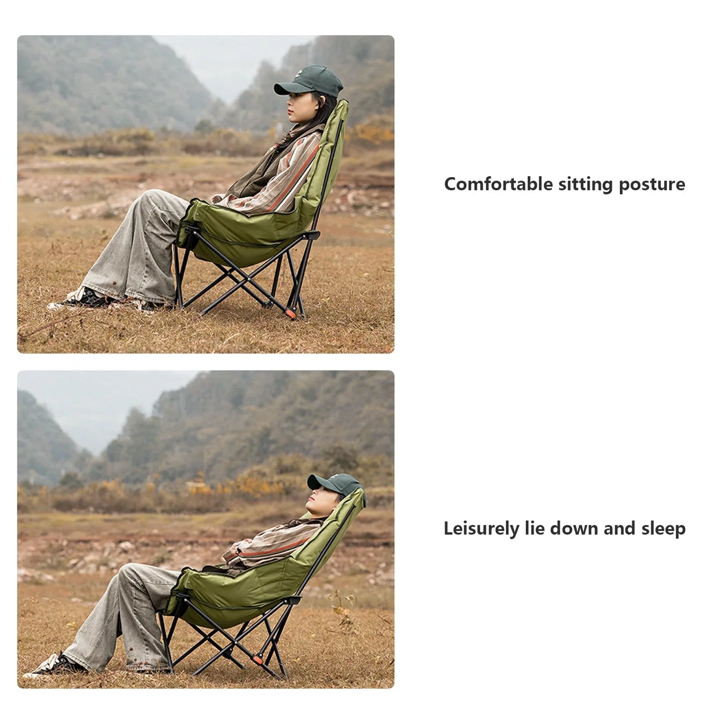 High-Back Moon Chair with Hollow Cotton Padding Green