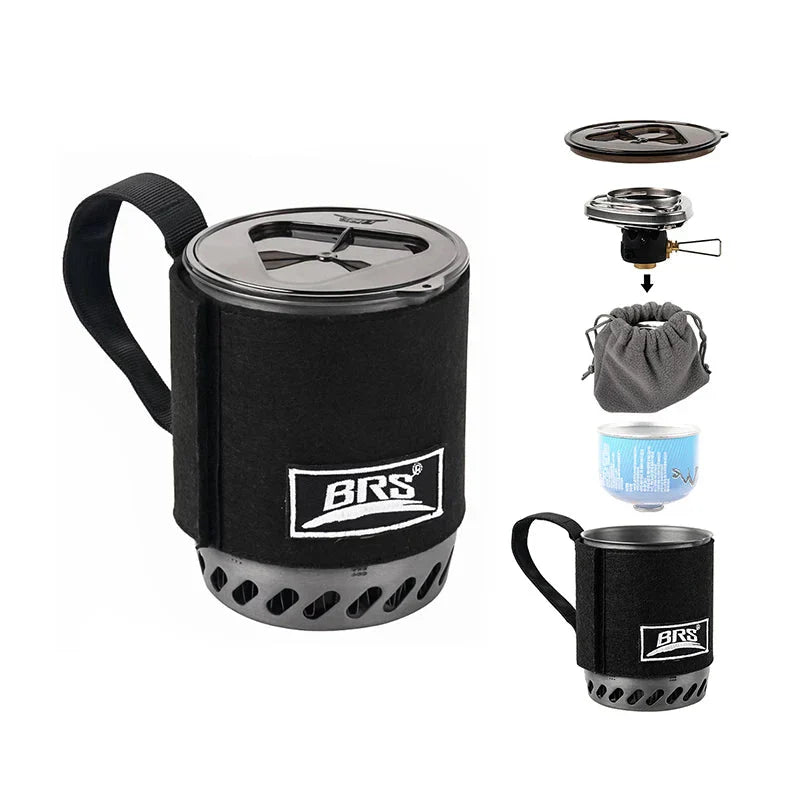 Boiler Camping Stove Kit Heat Pot And Burner System Black