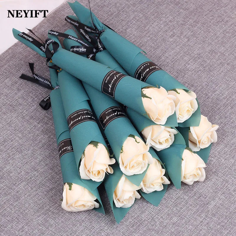 Elegant 20-Piece Soap Rose Artificial Flowers Set - Rose Champagne Color