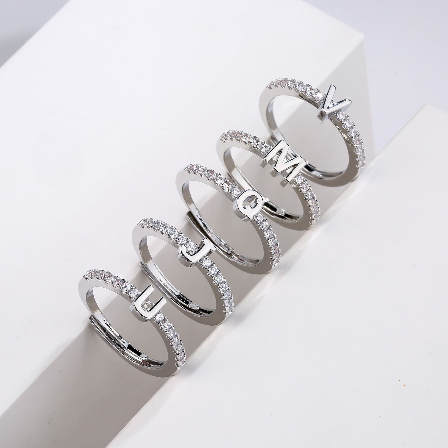Fashion Initials Letter Ring Women Classic Simple Opening Finger Ring For Women Party Jewelry Gift