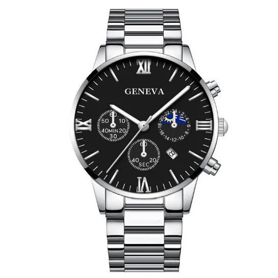 4PCS Men's Stainless Steel Quartz Watch Set (W118-A)