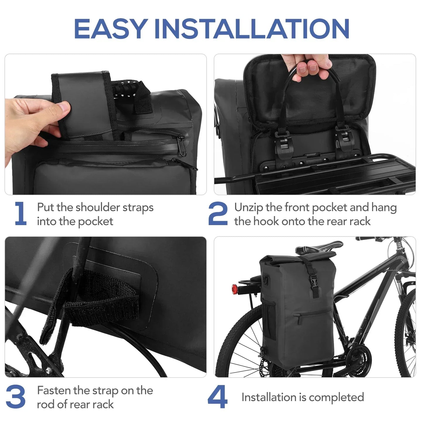 Outdoor Waterproof Bike Bag 3-in-1 MTB Bicycle Rear Rack