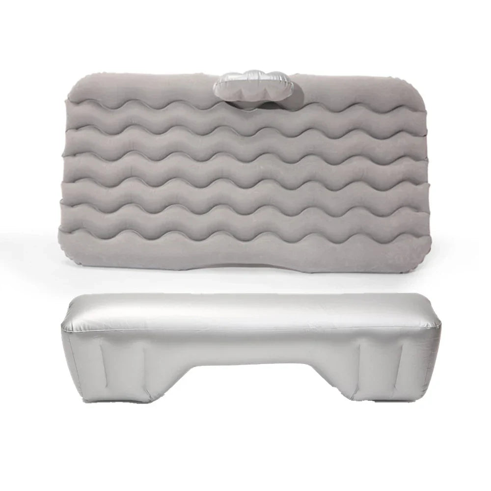Universal Car Air Inflatable Travel Mattress Back Seat Bed with Pillow Grey