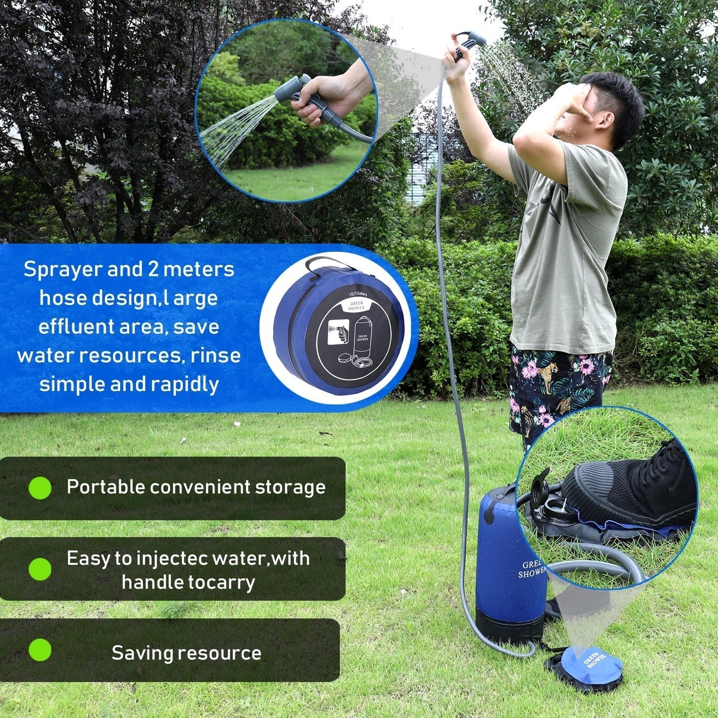 Pressure Shower with Foot Pump