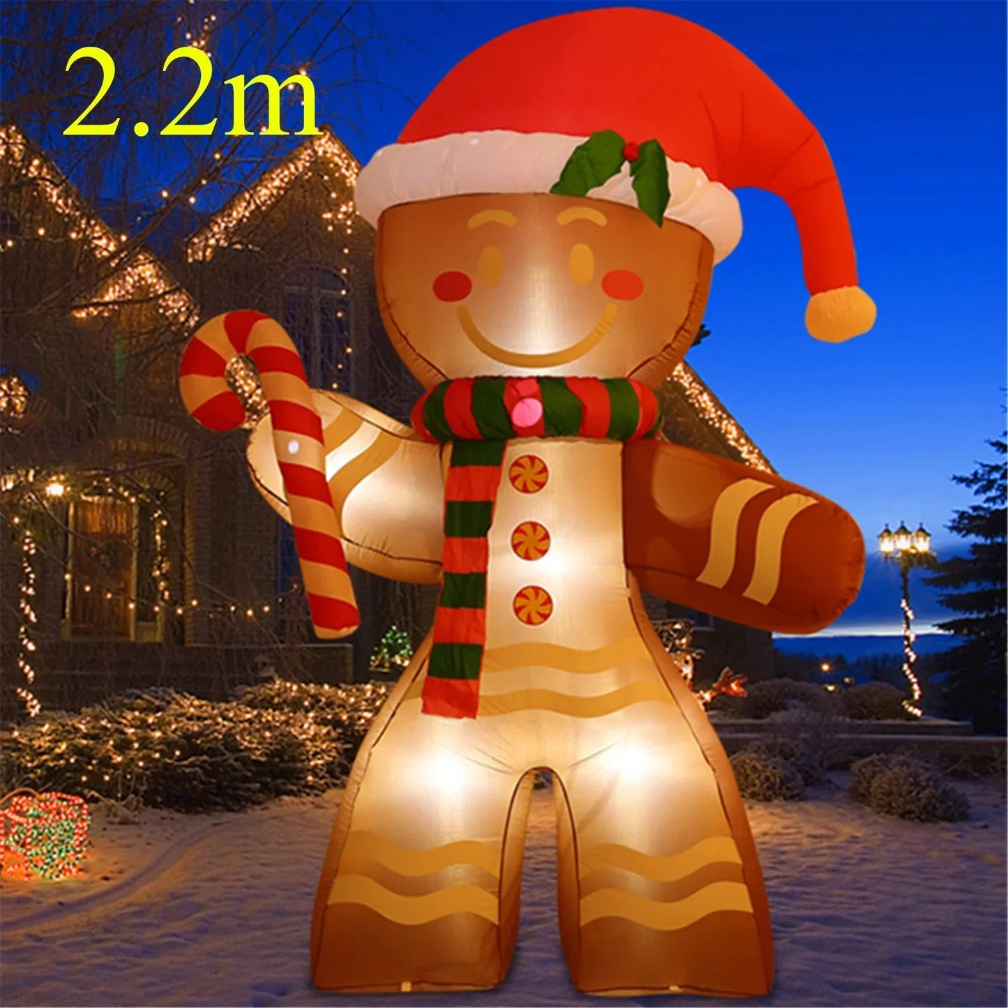 2.2m Gingerbread Christmas Inflatable Decoration with LED Lights