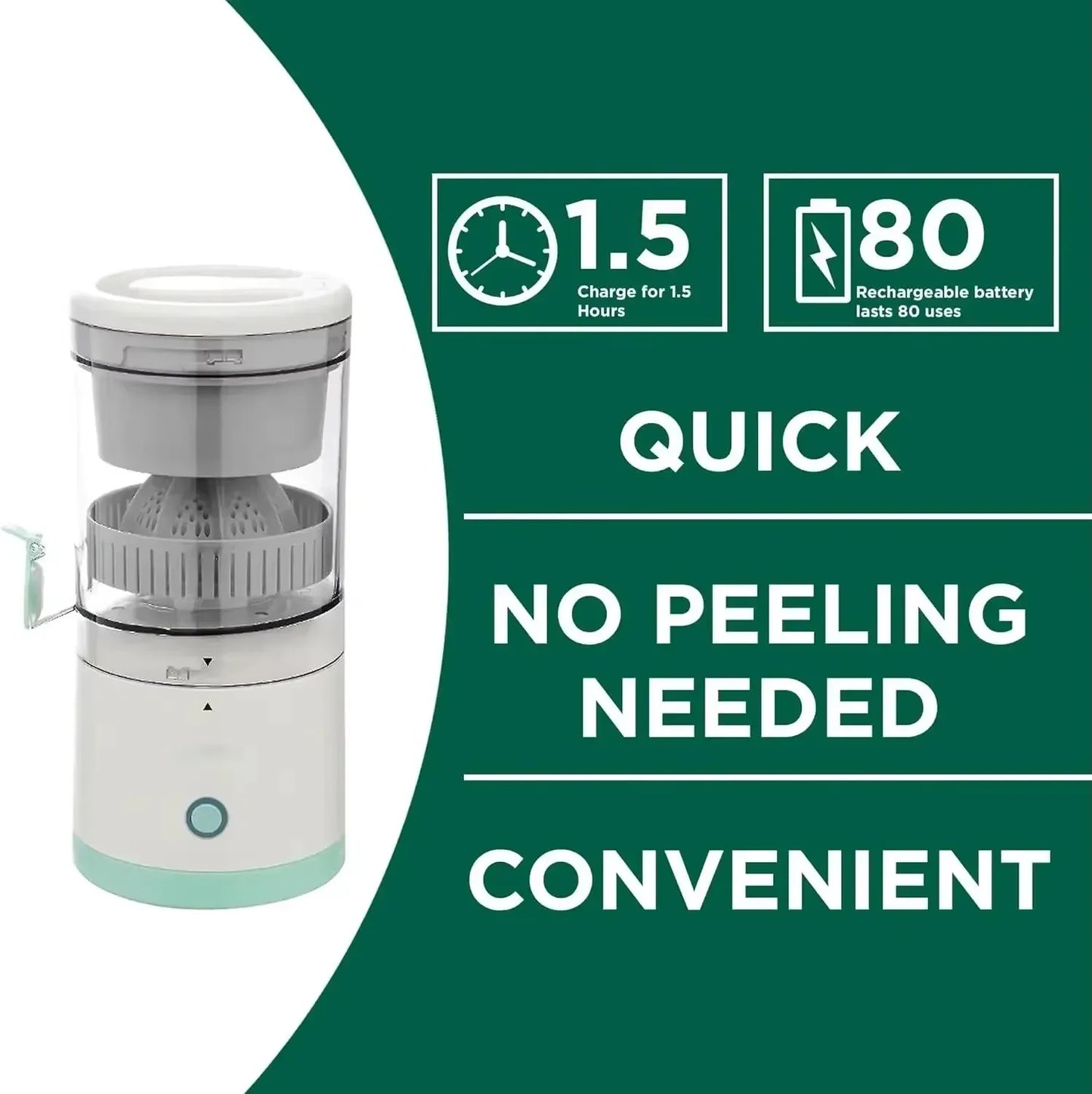 USB Rechargeable Electric Fruit Juicer Single Auger Juice Extractor White