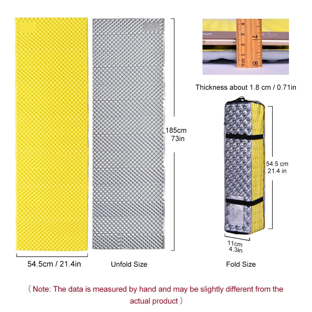 Waterproof Foldable Camping Mat with Aluminum Film Portable Foam Yellow