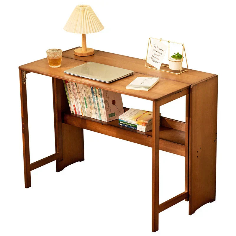 Folding Tawny Computer Table Desk - Multipurpose Bedside Workstation (103cm)