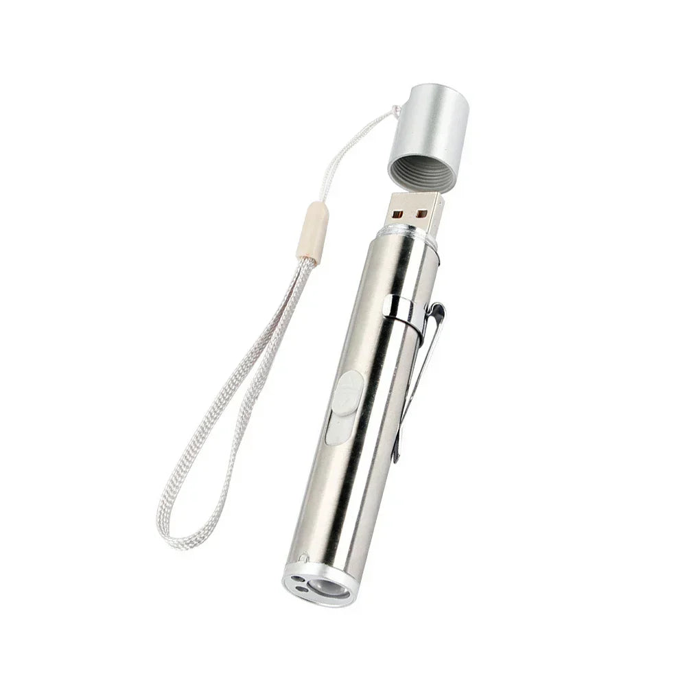 Mini Flashlight Pointer USB Rechargeable 3-in-1