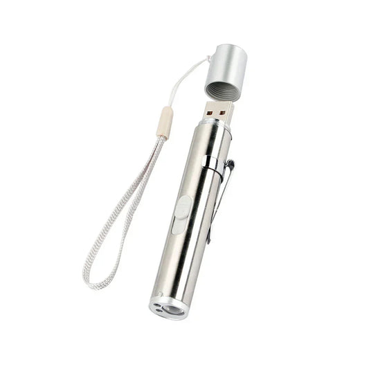 Mini Flashlight Pointer USB Rechargeable 3-in-1