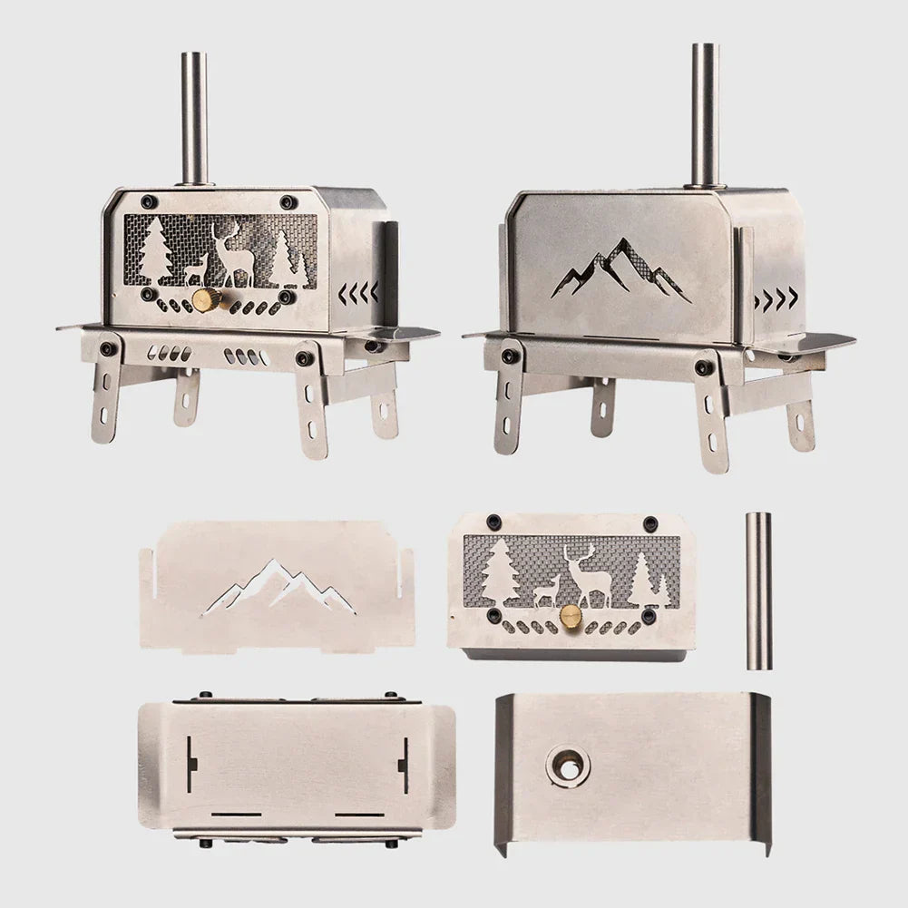 Mini Folding Charcoal Stove Fire Heater And Incense Burner Silver