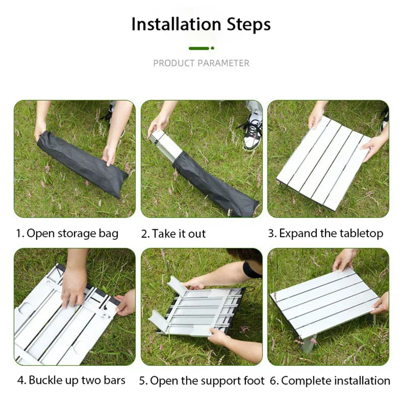 Aluminum Alloy Mini Camping Table Foldable Silver