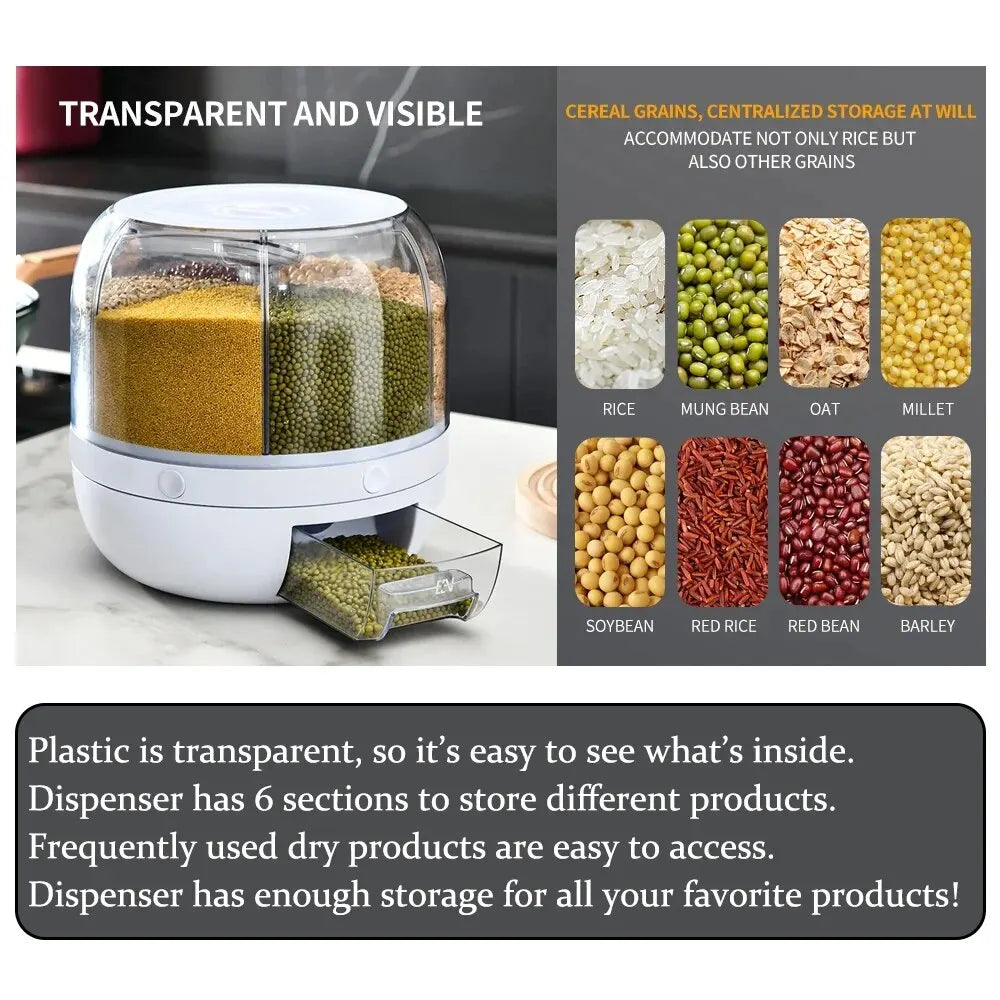 Rotating Rice Beans Grain Storage Container