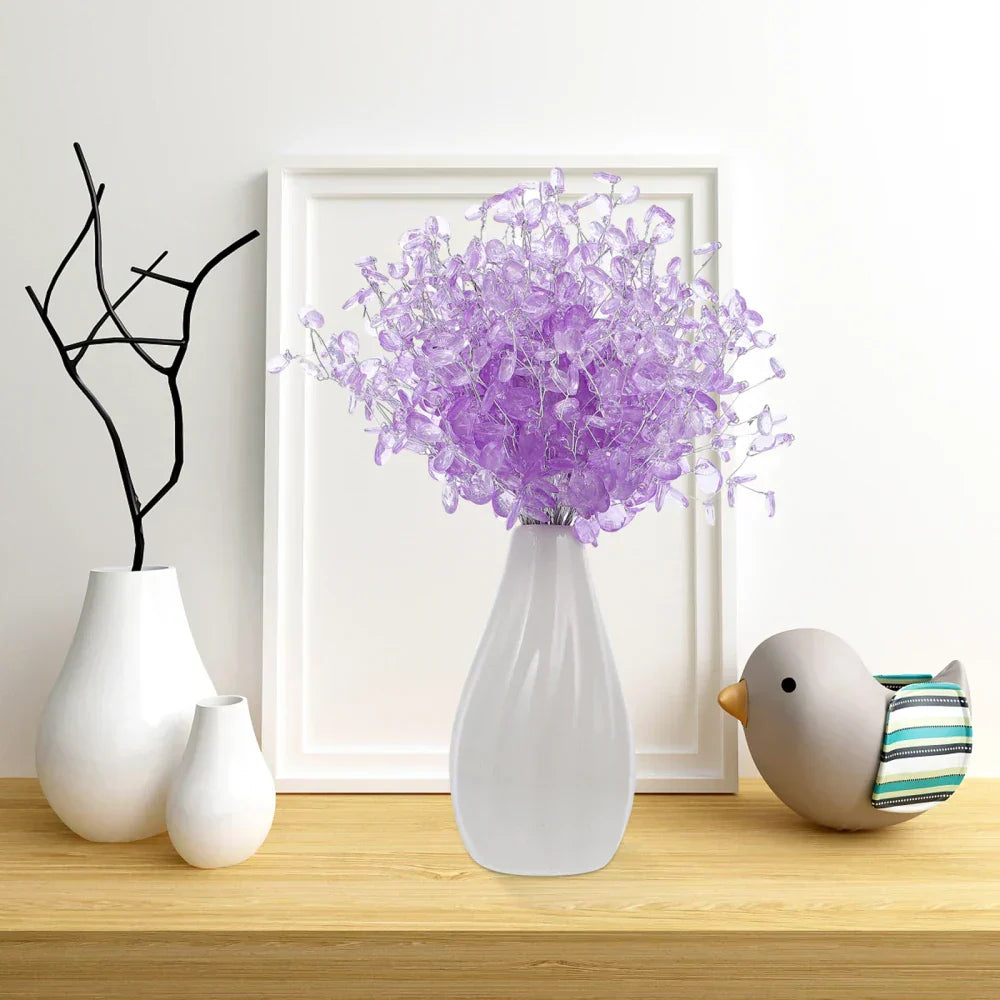 50-Piece Purple Crystal Droplet Bouquet | Home & Party Decoration Set