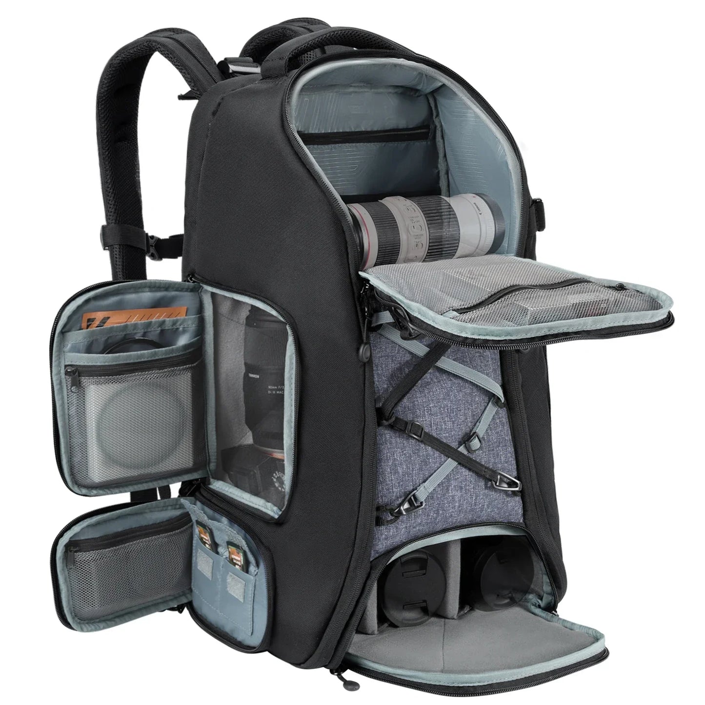 Camera Backpack with Tripod Strap Outdoor Black