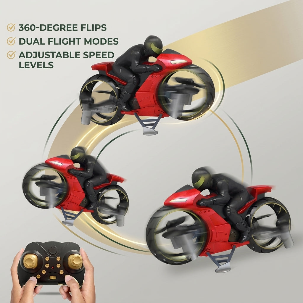 Remote Control Flying Motorcycle Toy - Land and Air Dual Mode for Kids
