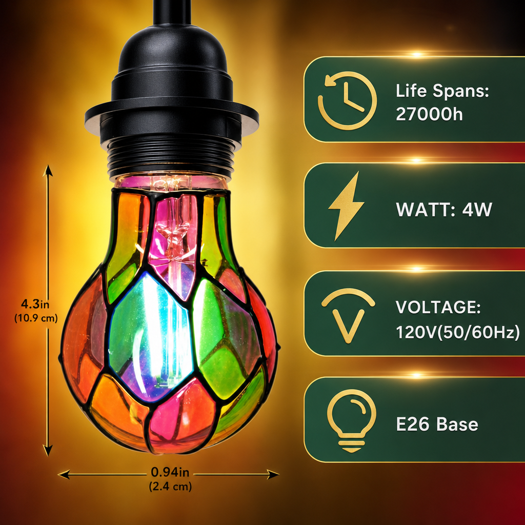 LED Stained Glass Light Bulb E26 for Everyday Home Lighting