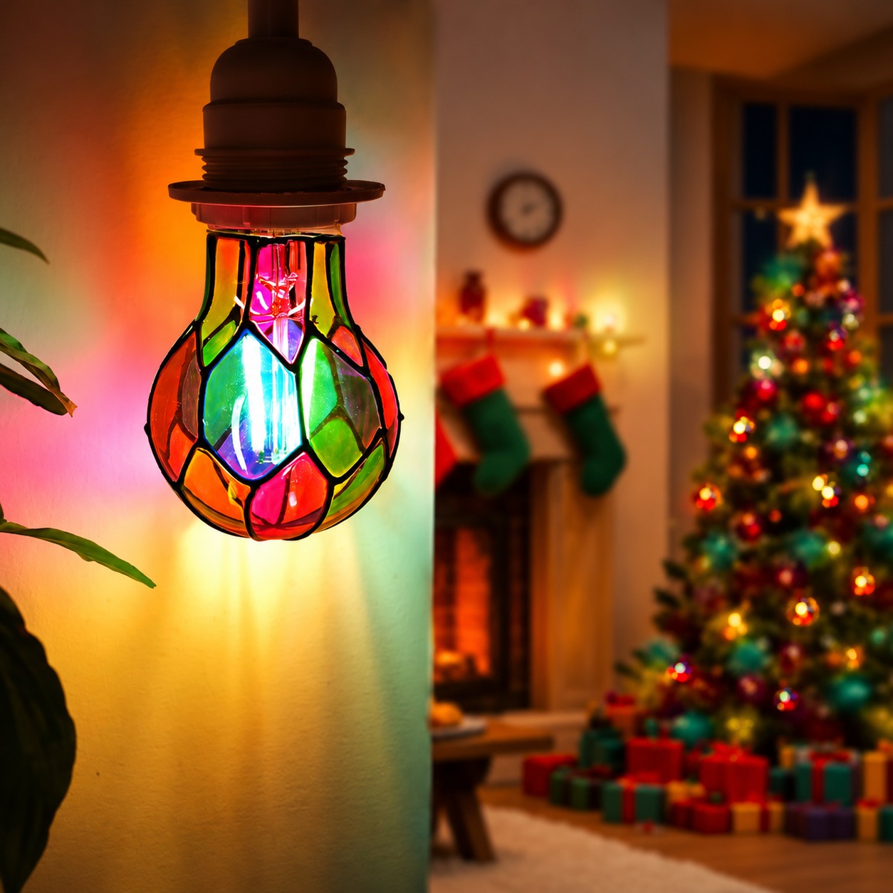 Stained Glass LED Light Bulb E26 Unique Colorful Gift Idea