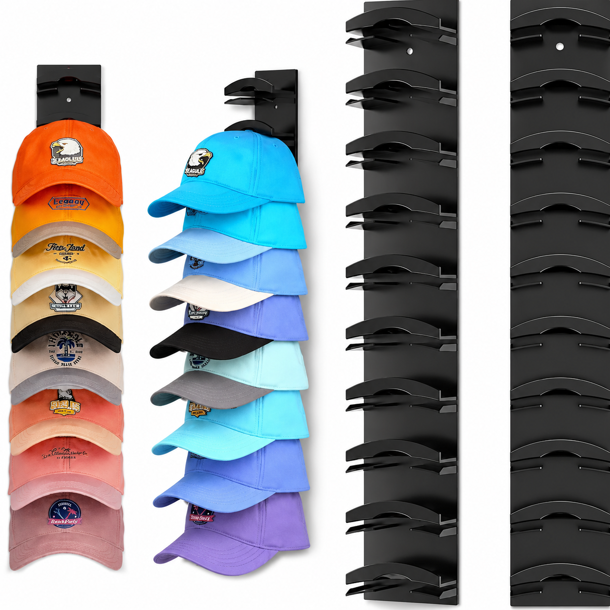 Wall-Mounted Hat Organizer Rack - Holds 10 Caps in Minimal Space