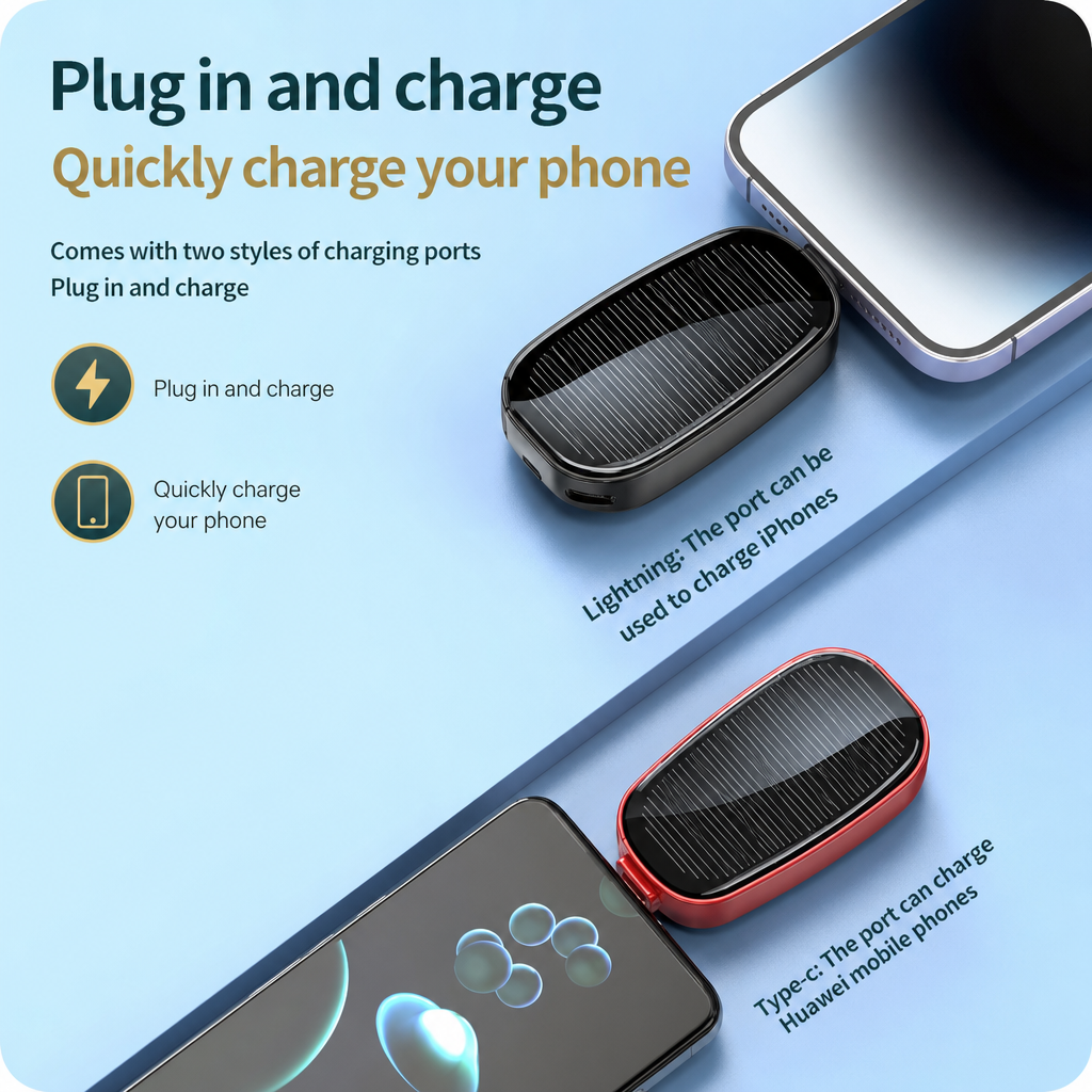 Solar Keychain Power Bank – Portable Emergency Charger