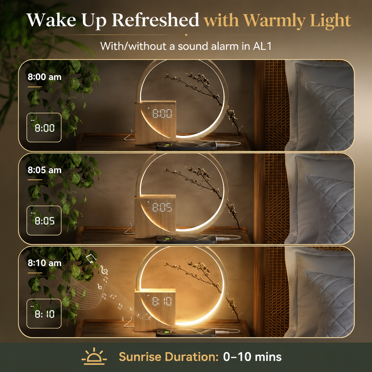 Sunrise Alarm Clock with LED Lamp and Sound Machine for Gentle Mornings