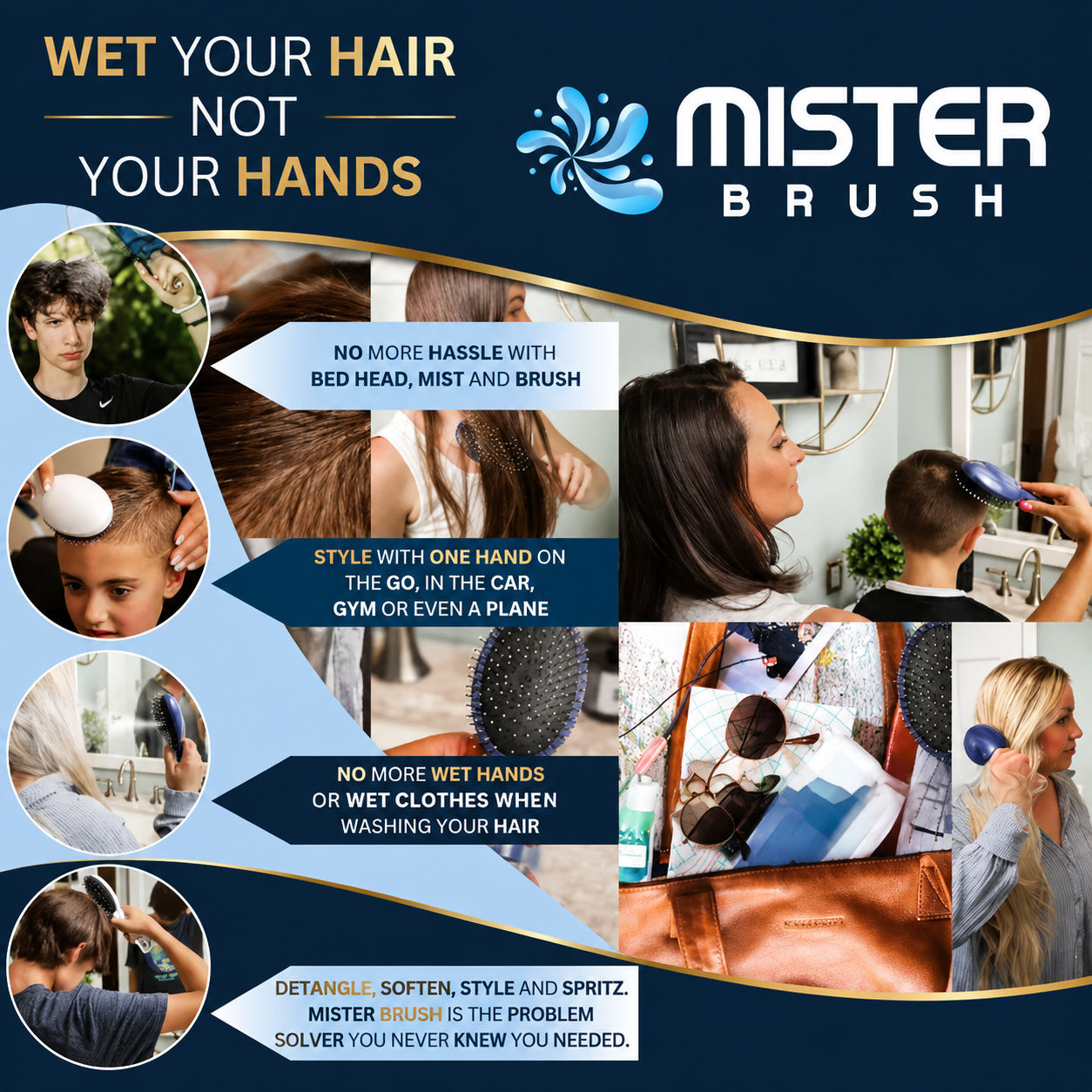 Mist & Brush Hair Styling Tool with Water Spray for Kids and Gift-Ready Wow