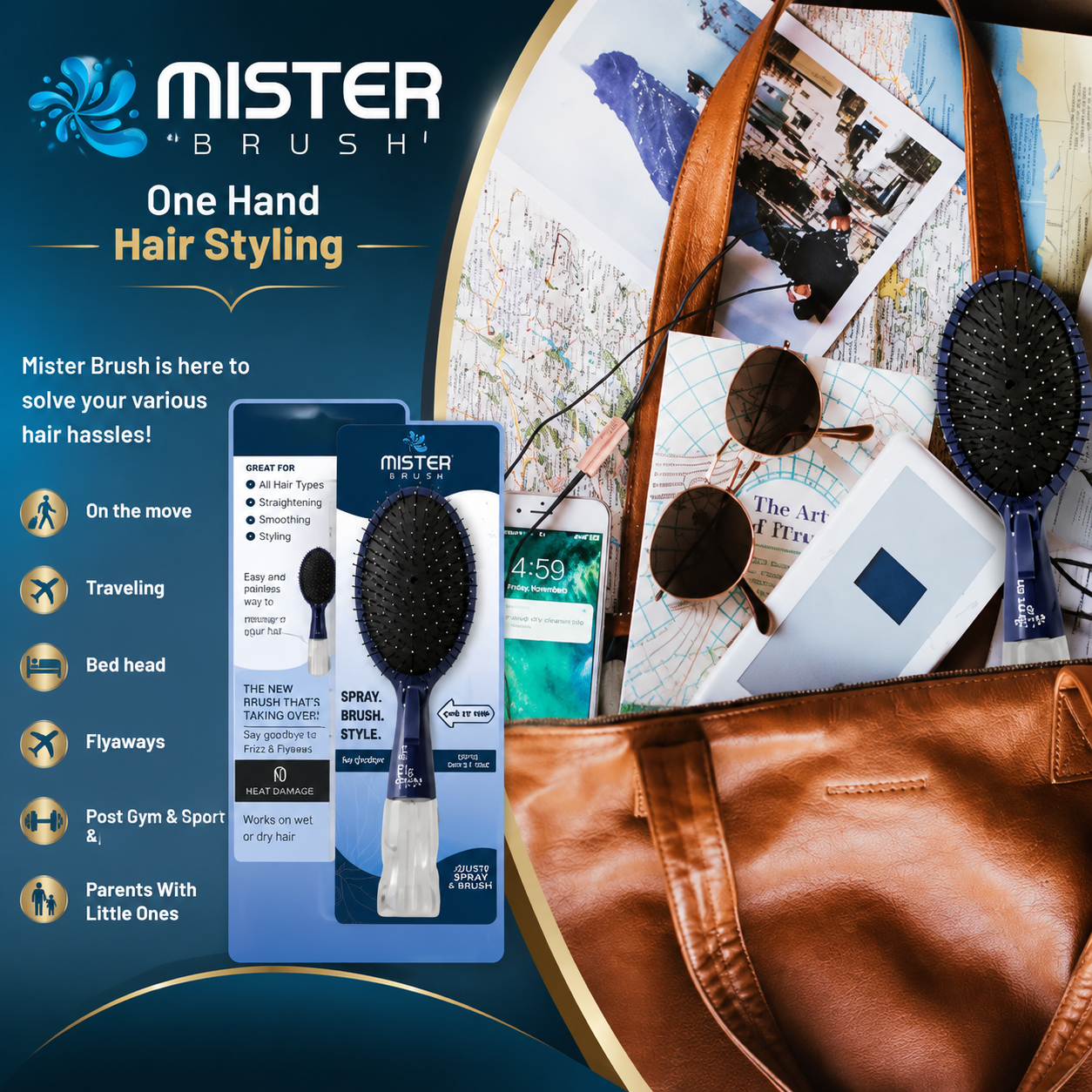 Mist & Brush Hair Styling Tool with Water Spray for Kids and Gift-Ready Wow
