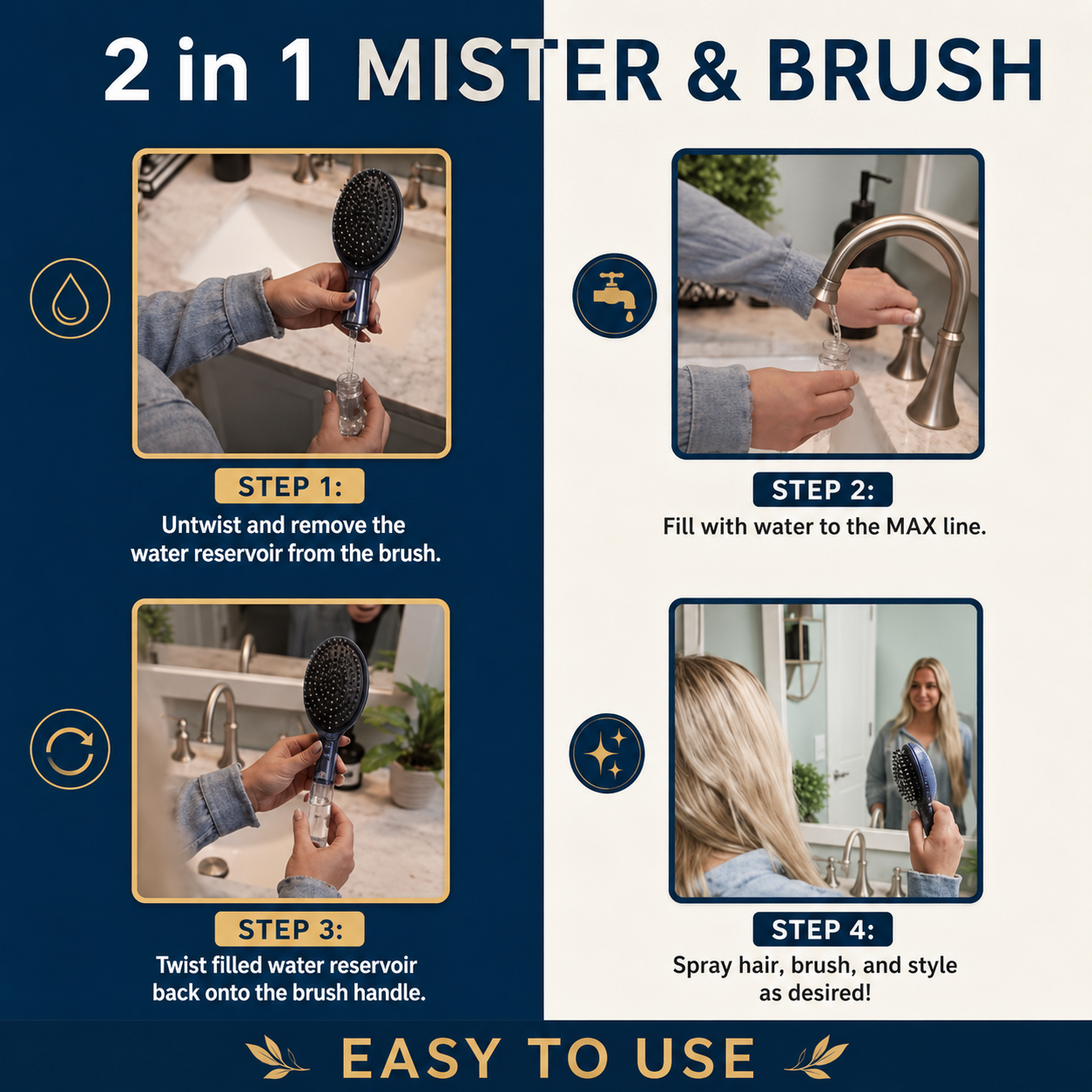 Mist & Brush Hair Styling Tool with Water Spray for Kids and Gift-Ready Wow