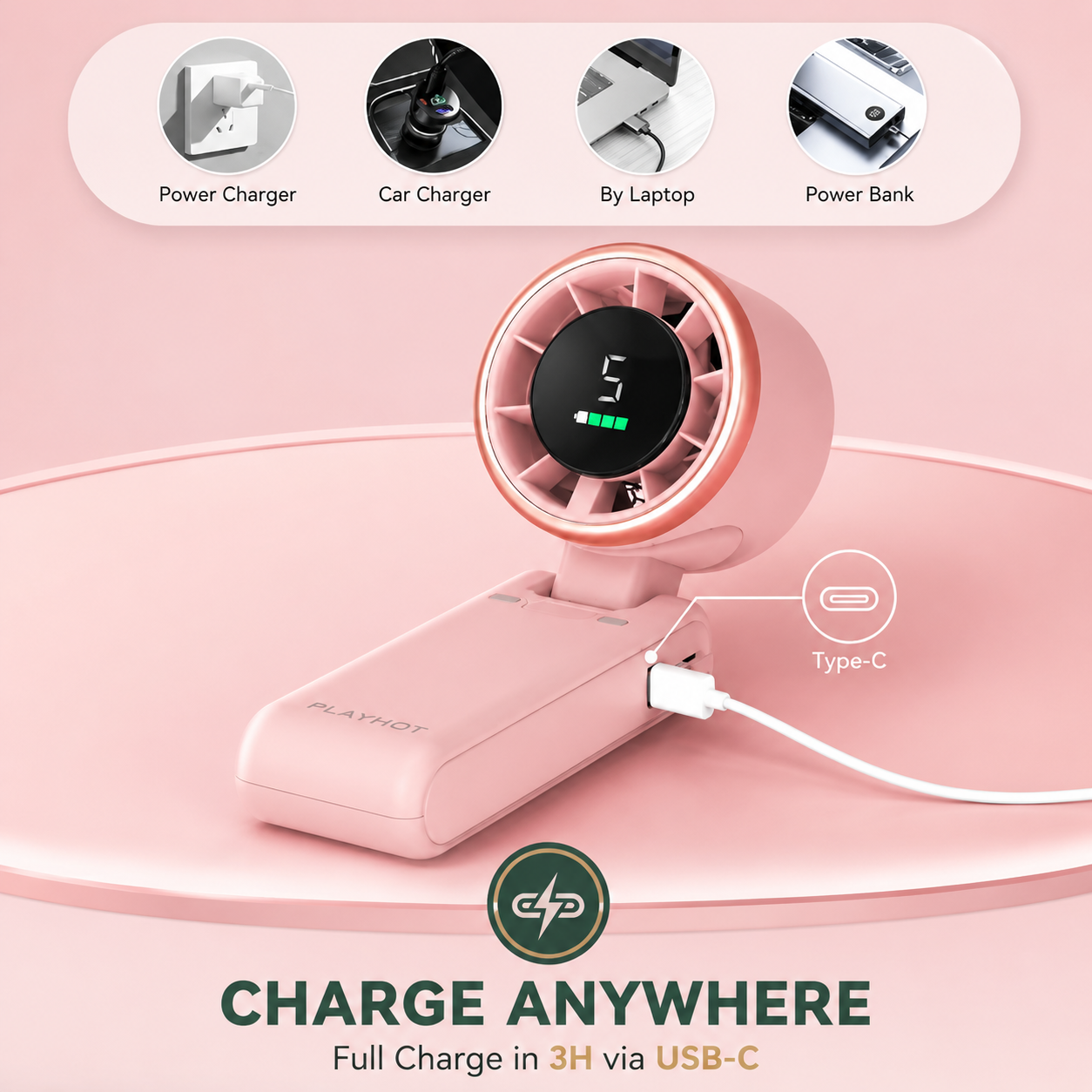 High-Speed Personal Neck Fan with 5 Gears and Lanyard for Confident All-Day Cooling