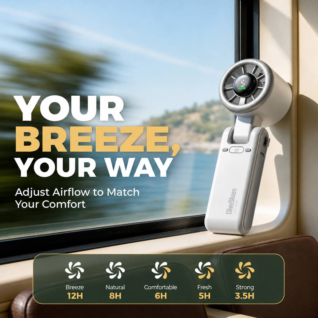 High-Speed Personal Neck Fan with 5 Gears and Lanyard for Confident All-Day Cooling