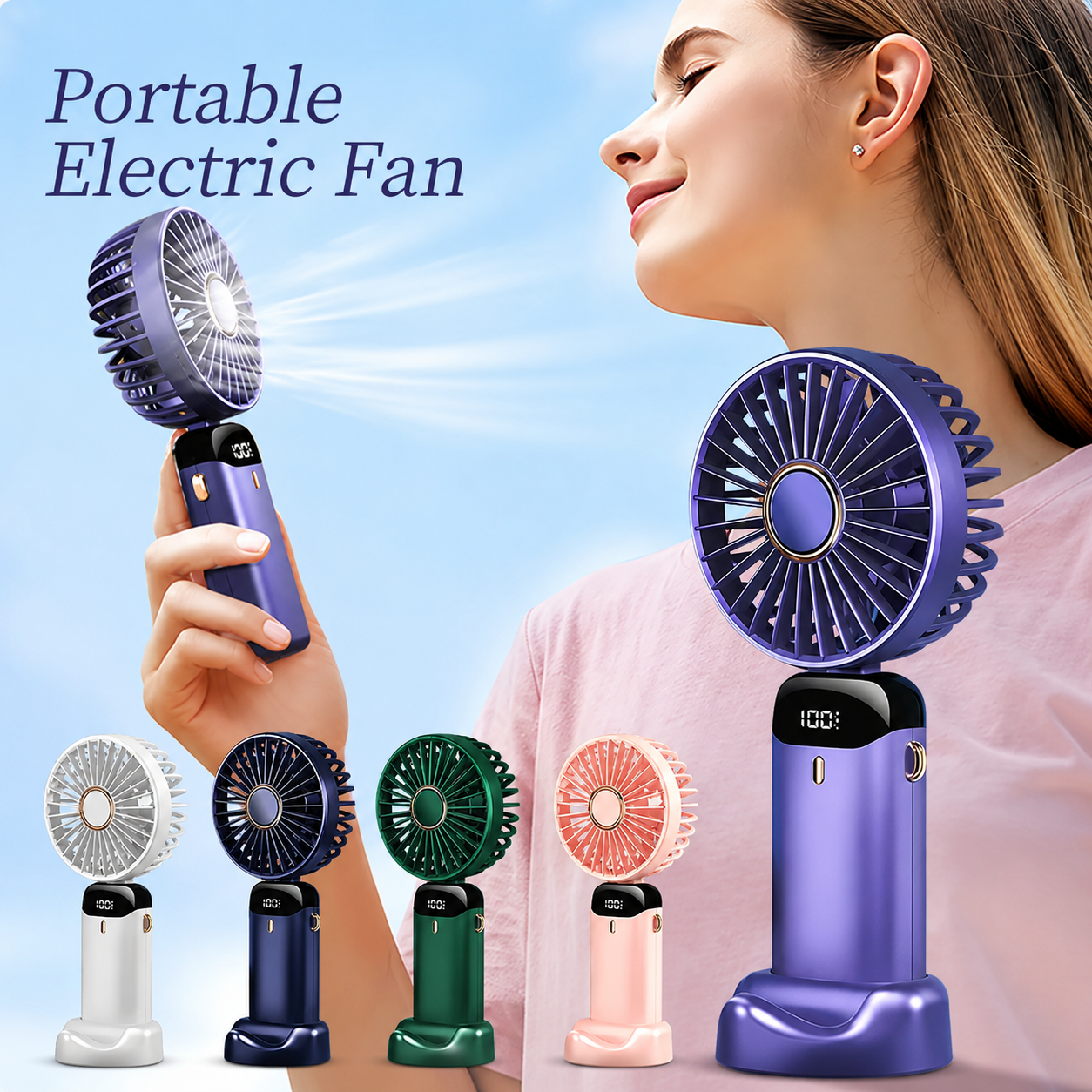 3-in-1 Mini Fan Gift Set with Lanyard & Stand, Perfect Travel & Summer Present