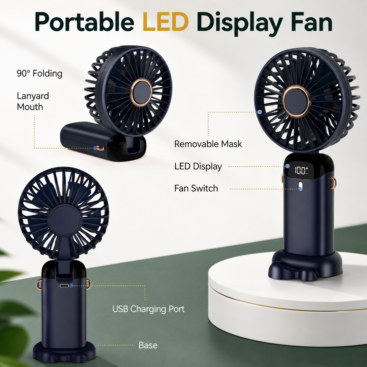 Rechargeable Neck Fan for Confident Cool Comfort, Quiet Hands-Free Personal Fan