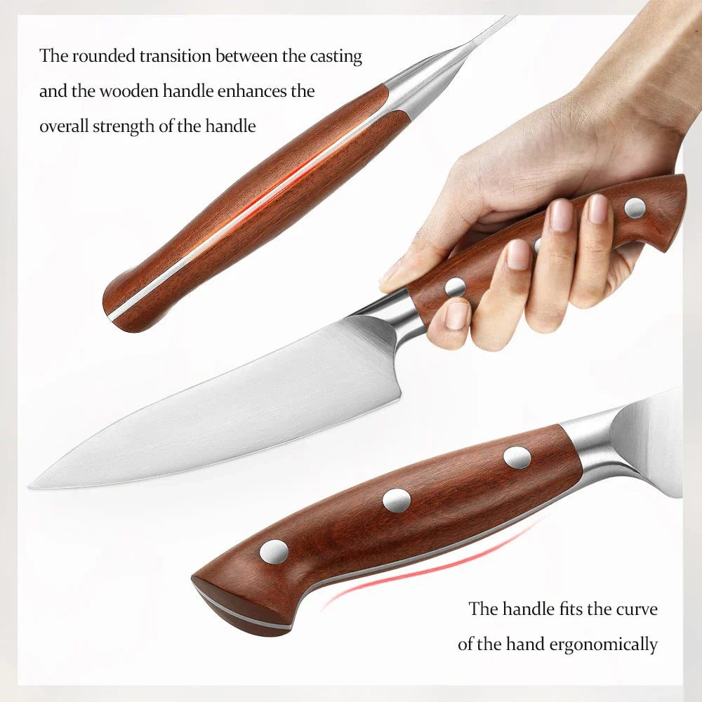 5.3-Inch Steel Utility Knife – Precision Kitchen Knife Brown