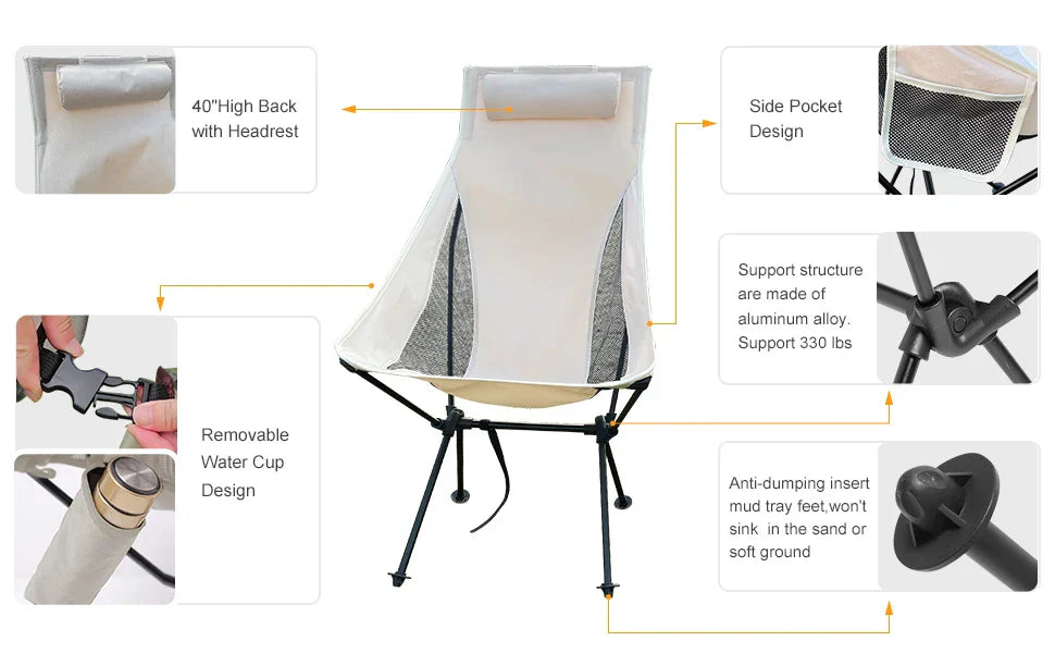 Ultra-Light Camping Chair Beige