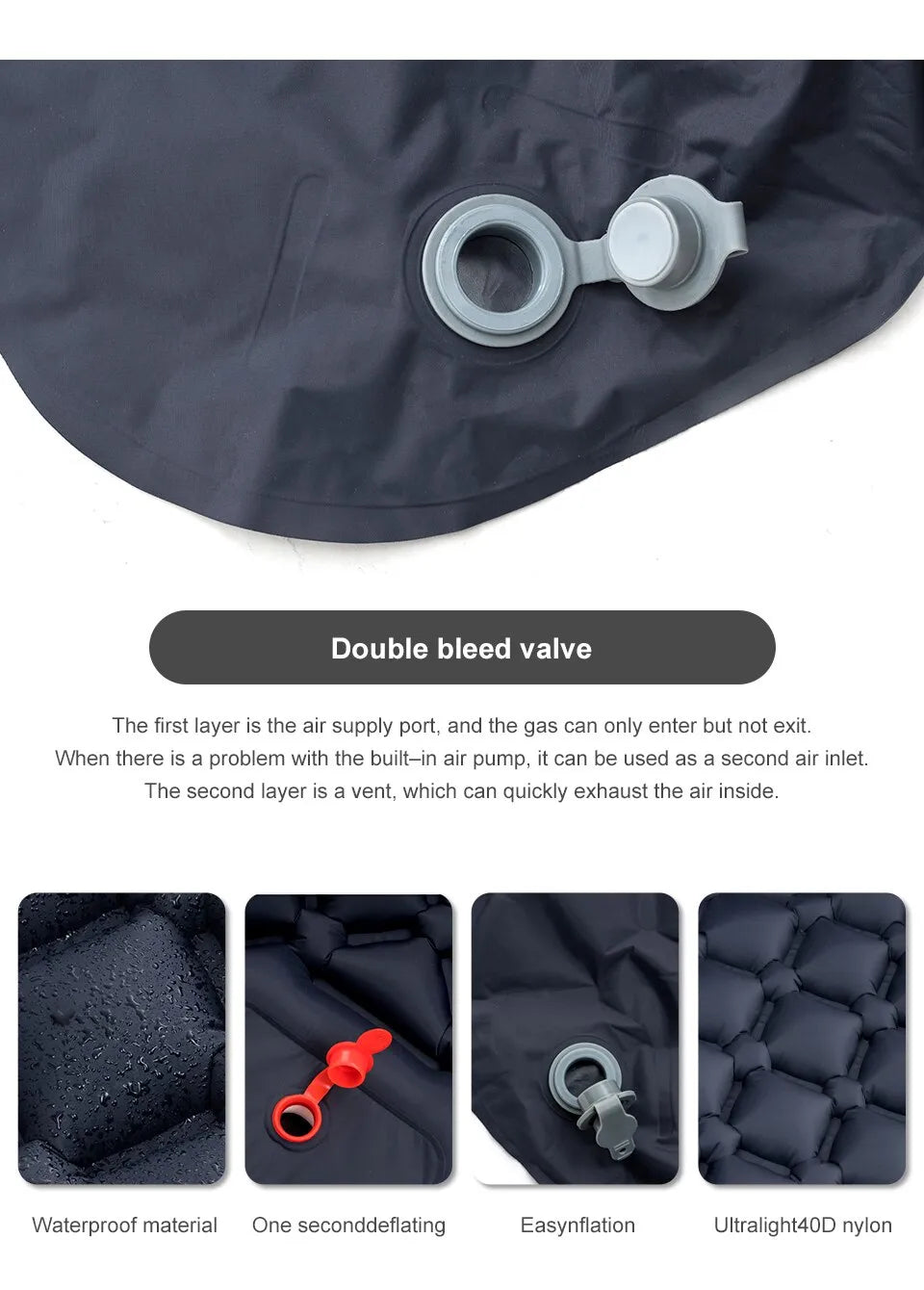 Ultralight Camping Inflatable Mattress with Built-In Pump and Pillows