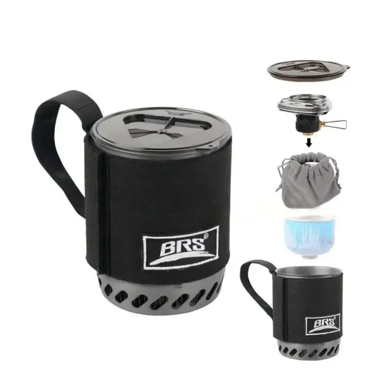 Jet Boiler Camping Stove Kit Portable Heat Exchanger Gas Stove Black