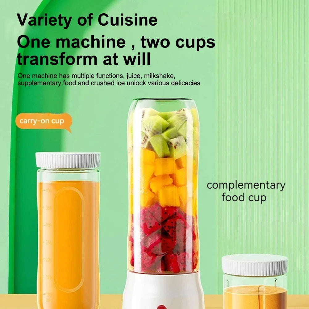 500ML Portable Electric Blender 40W USB Rechargeable Cordless White
