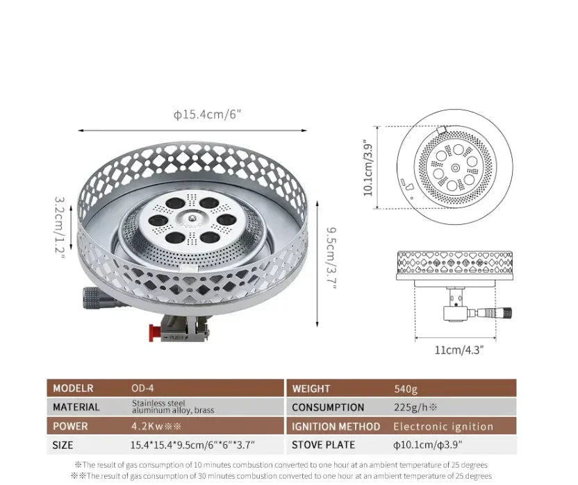 Camping Gas Stove 4.2KW Backpacking Silver