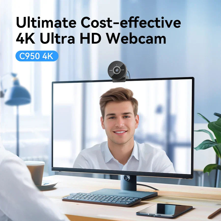 4K Autofocus USB Webcam Portable Camera Black