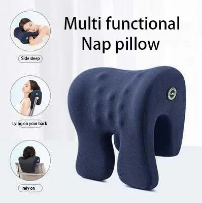 Orthopedic Memory Foam Nap Pillow Neck Support Desk Pillow Blue