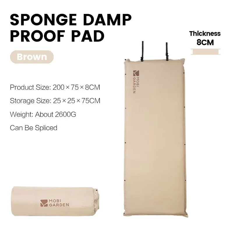 Inflatable Camping Air Mat Single with PU Foam Core Brown