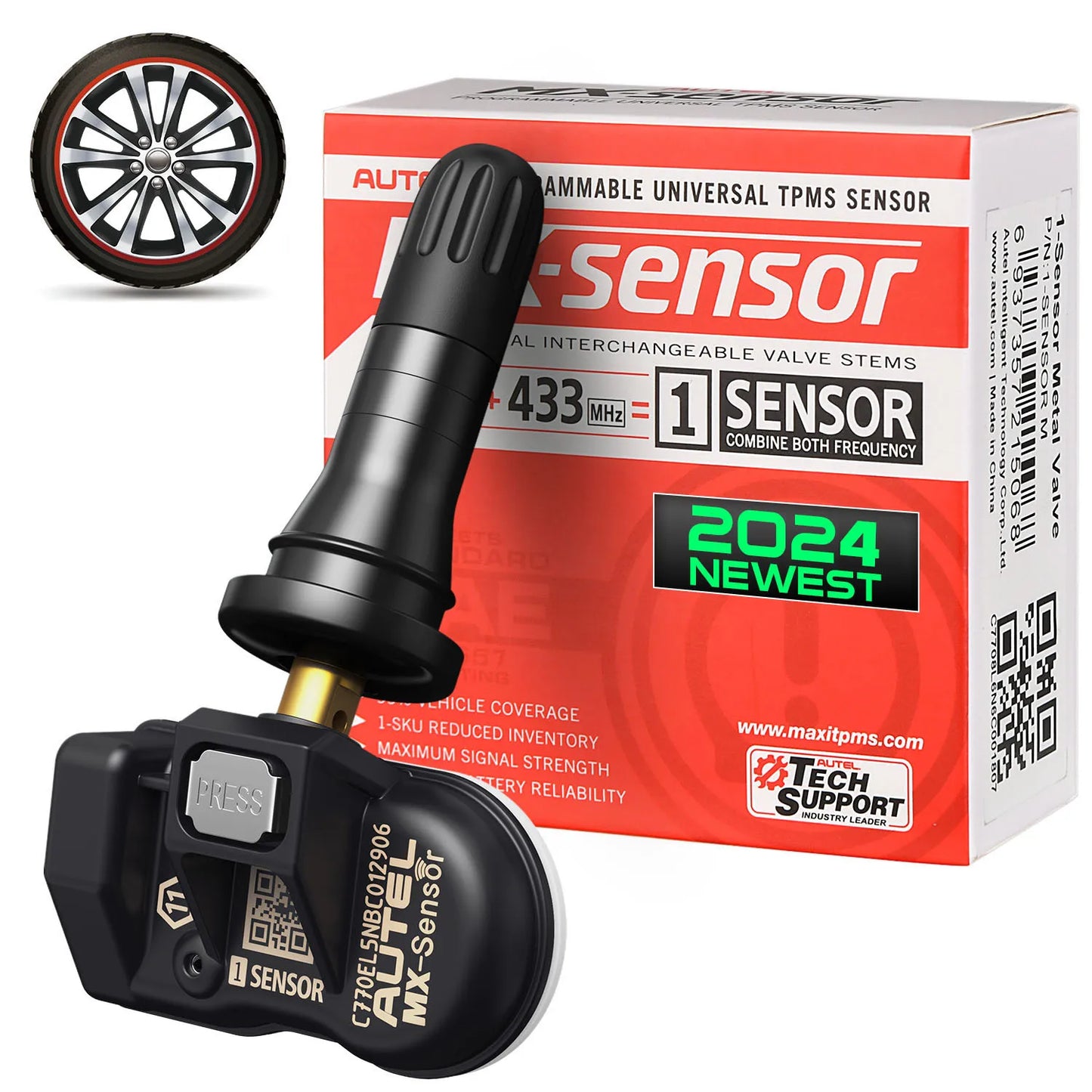 1 PC Rubber 433MHZ+315MHZ 2-in-1 TPMS Tire Repair Tool